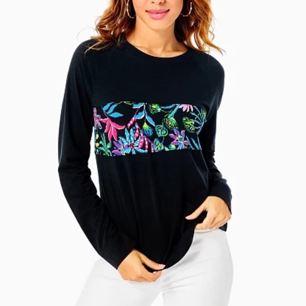 Lilly Pulitzer Chapman top, Onyx Paradise Glow, Size Medium